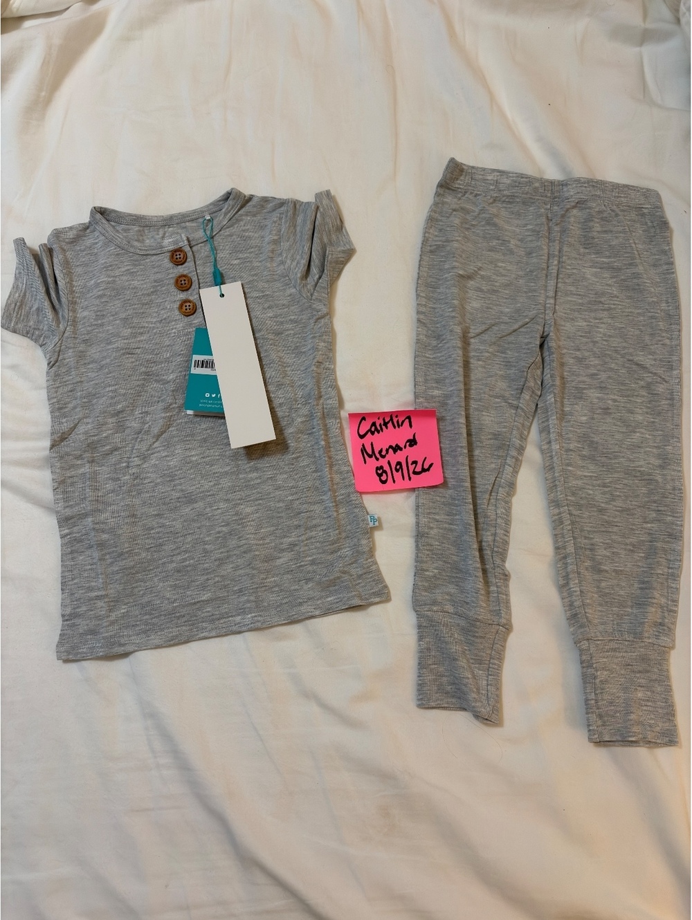 Posh Peanut Athletic Heather Henley Loungewear - 3T